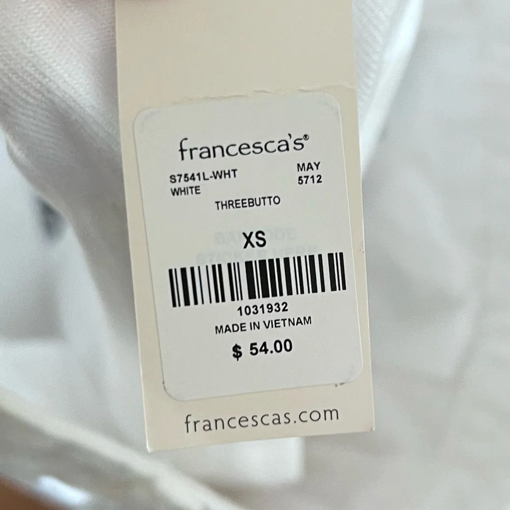 Francesca's White Three-Button Denim Skort